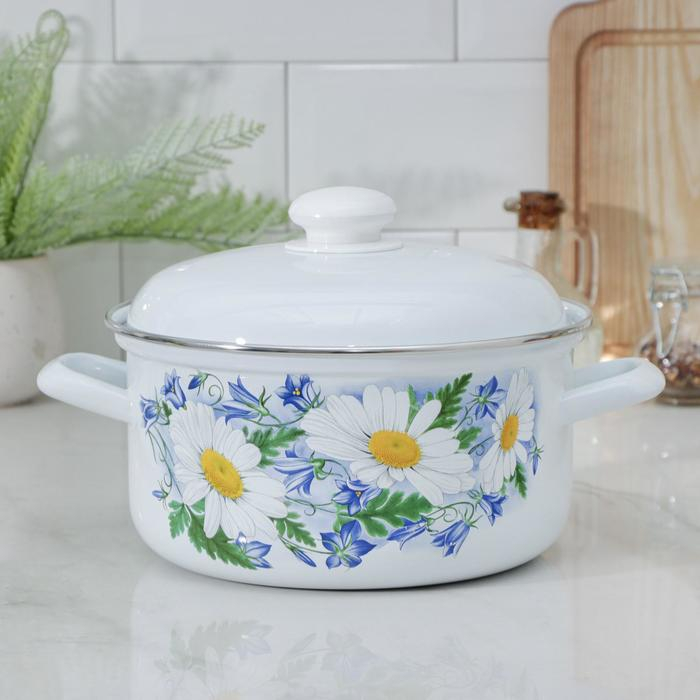 Кастрюля эмалированная цилиндрическая «Уральский сувенир», 3 л, индукция, цвет белый, деколь МИКС Кастрюля эмалированная цилиндрическая «Уральский сувенир», 3 л, индукция, цвет белый, деколь МИКС