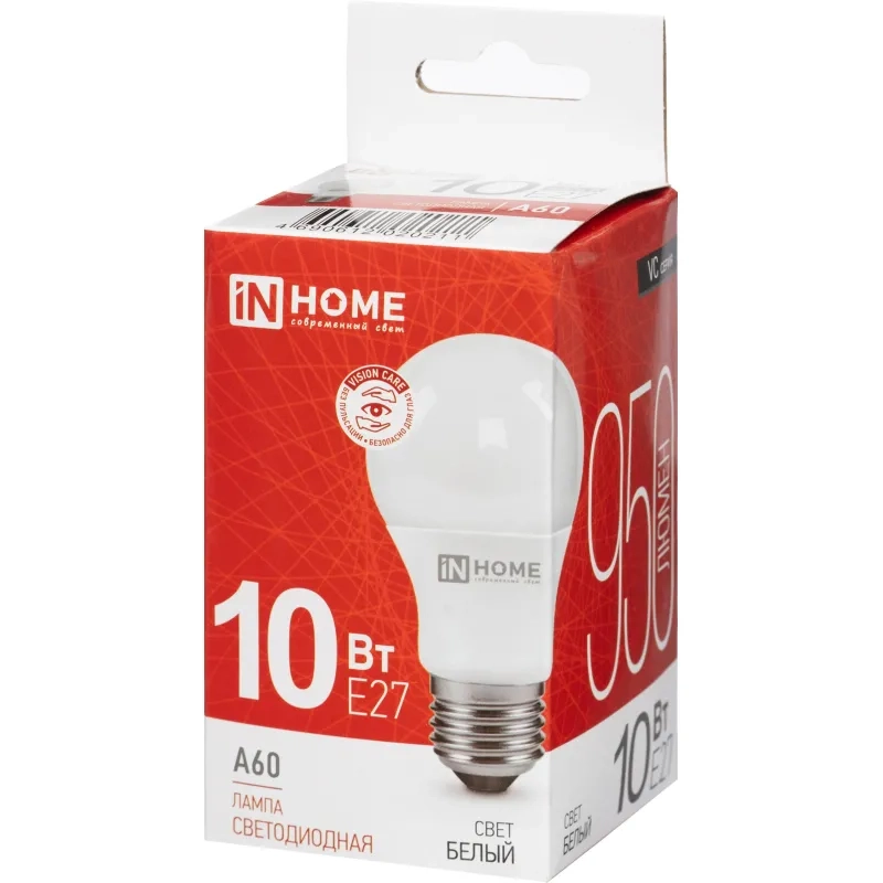 Лампа светодиодная LED-A60-VC 10Вт 230В Е27 4000К IN HOME