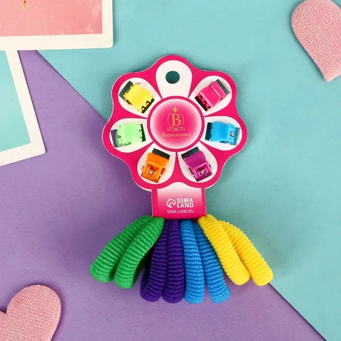 Набор для волос «Радуга», 8 резинок, 6 крабов Набор для волос «Радуга», 8 резинок, 6 крабов