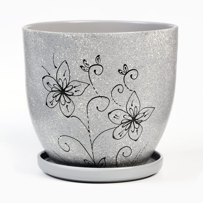 Горшок цветочный Горшок цветочный "Цветение" серый, 4,7 л