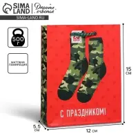 Пакет подарочный ламинированный, упаковка, «С 23 февраля», S 12 х 15 х 5.5 см