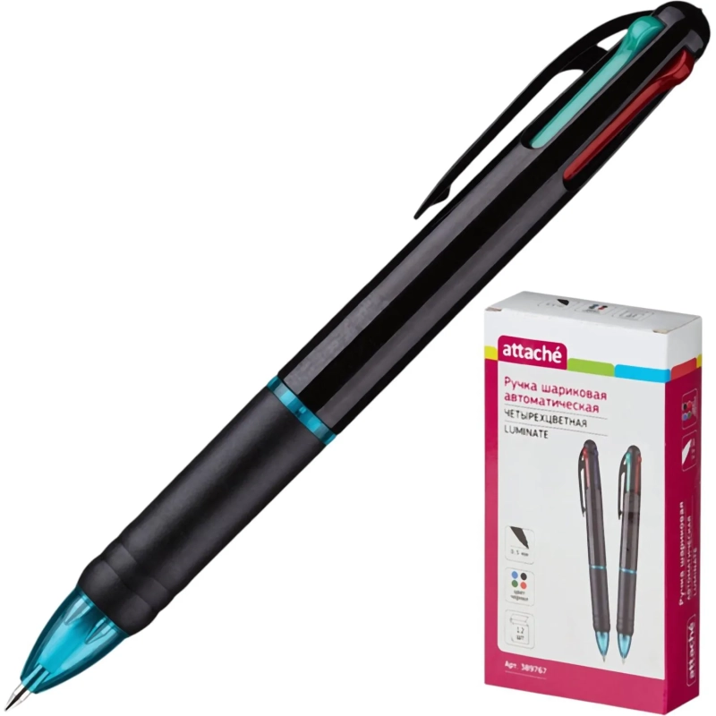 Ручка шариковая автомат. Attache Luminate, 4 цвета,манж
