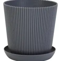 Горшок цветочный с поддоном, 12&times;11.5 см, пластиковый, серый