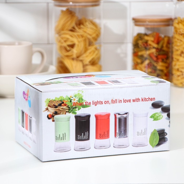 Набор ёмкостей для специй из стекла «Стиль», 170 мл, 5,5×11 см, 12 шт Набор ёмкостей для специй из стекла «Стиль», 170 мл, 5,5×11 см, 12 шт