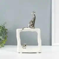 Фигурка керамика &laquo;Кошки-мышки. Квадрат&raquo;, белый с серебром, 5.2&times;13.5&times;23 см