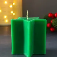 Свеча "Большая звезда" 75*75*75мм, зеленая