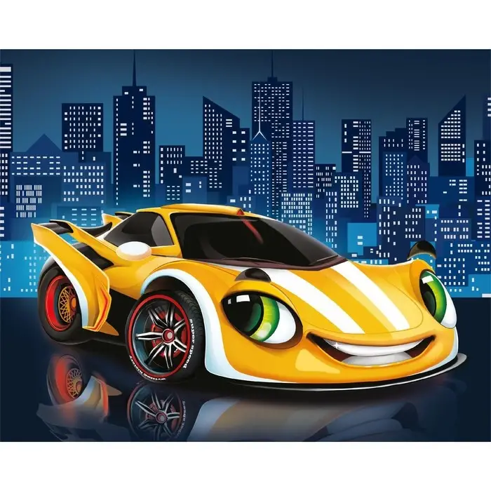 Алмазная мозаика с частичным заполнением для детей &laquo;Жёлтая тачка&raquo;, 20&times;25 см