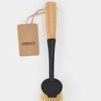 Щётка для посуды Доляна Meli, бамбуковая ручка, 25.5 см, чёрная