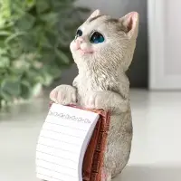 Сувенир полистоун с блокнотом 20 листов "Серый котик" 6,5х5х11 см