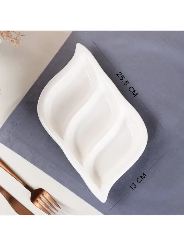 Менажница Керамика ручной работы &laquo;Тройная&raquo;, 3 секции,, белая, 1 сорт, Иран