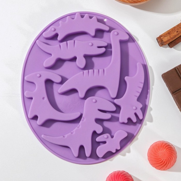 Форма для шоколада Доляна «Дино», силикон, 16,5×14×1 см, 7 ячеек, цвет МИКС Форма для шоколада Доляна «Дино», силикон, 16,5×14×1 см, 7 ячеек, цвет МИКС