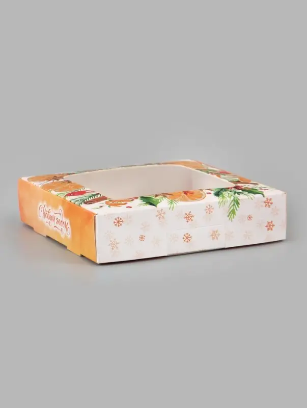 Коробка подарочная складная с окном &laquo;С Новым годом!&raquo;, 13&times;13&times;3 см