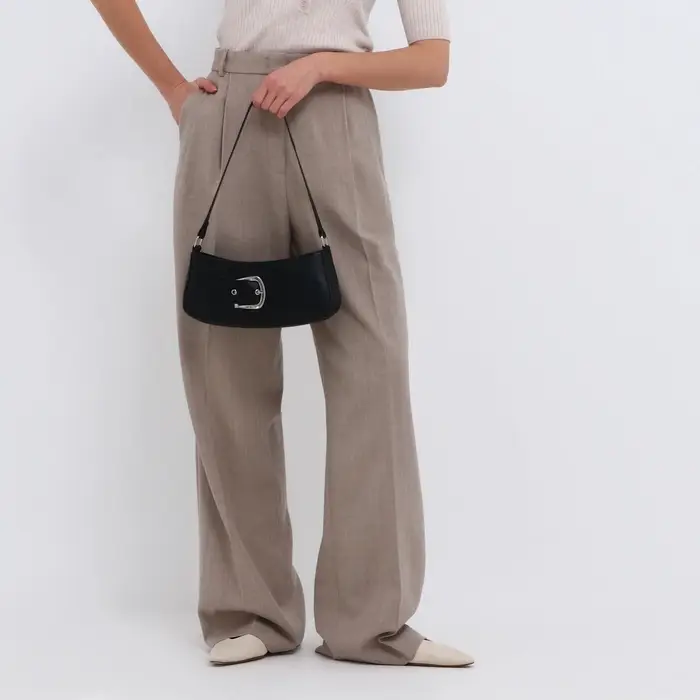 Сумка женская багет на молнии, 26&times;5&times;10.5 см, чёрная