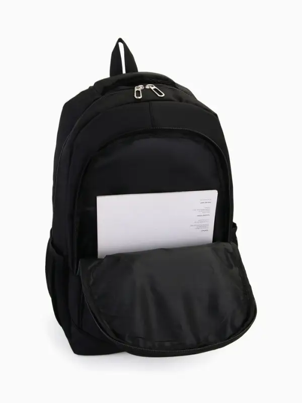 Рюкзак молодёжный на молниях, с принтом, 4 кармана, с принтом, 35&times;18&times;50 см, чёрный