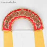 Кокошник прямой «Павлово-Посадский узор» на красном Кокошник прямой «Павлово-Посадский узор» на красном