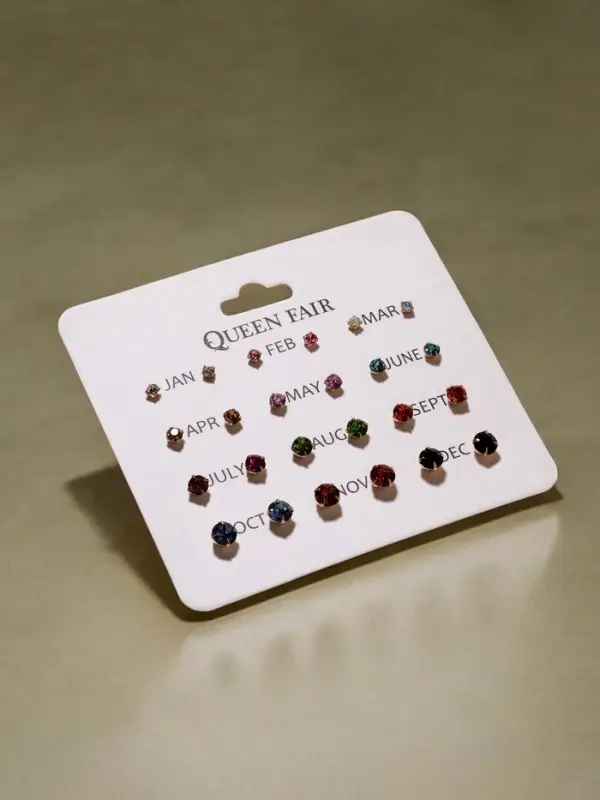 Серьги пусеты 12 пар &laquo;Фантазия&raquo;, маленькие d=3-6 мм, цветные в золоте