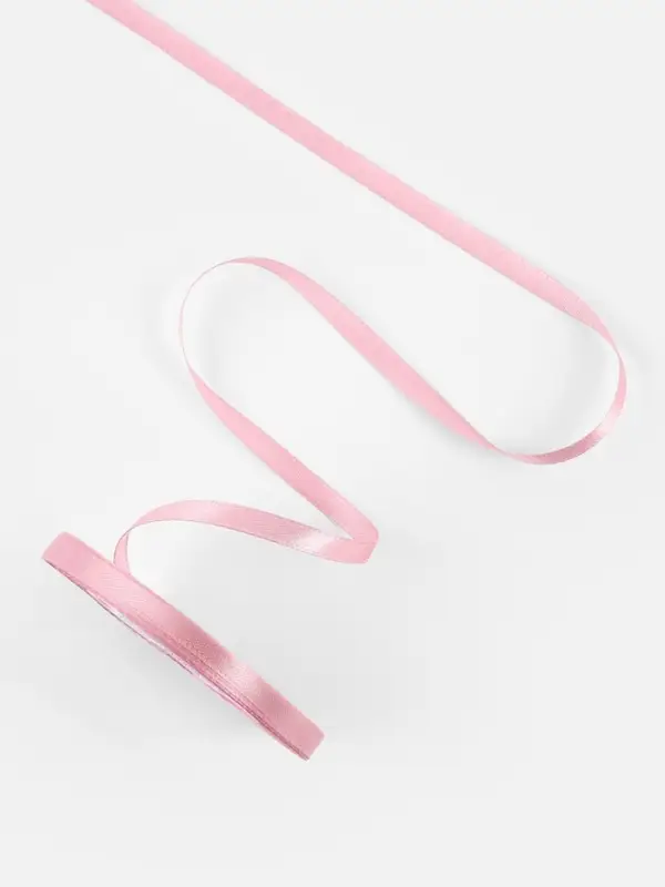 Лента атласная, 6 мм, 23&plusmn;1 м, розовая