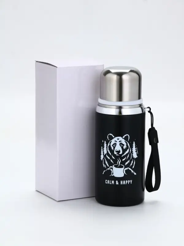 Термос Термос "Calm and happy", чёрный, 600мл