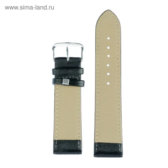 Ремешок для часов &laquo;Соломон&raquo;, 22 мм, натуральная кожа, длина 20 см, чёрный