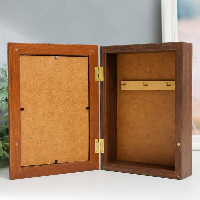 Ключница Ключница "Розовые пионы" орех 15х21 см