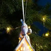 Светодиодная подвеска &laquo;Дед Мороз в белом&raquo;, 10.8&times;6.4&times;5 см, 1 LED, от батареек LR44&times;3, свечение тёплое белое