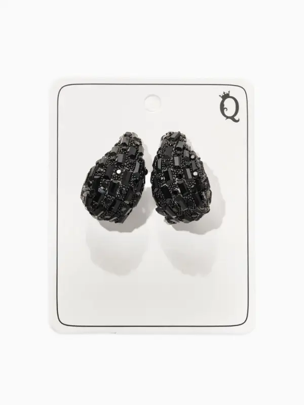 Серьги со стразами &laquo;Блеск&raquo; капля, цвет чёрный