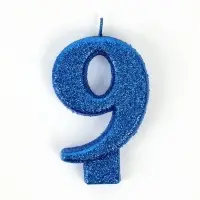 Свеча в торт &laquo;Соло. Цифра 9&raquo;, 8.2 см, синий блеск