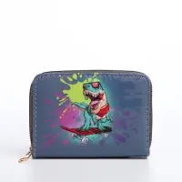 Кошелёк детский на молнии Выбражулька &laquo;Динозавр&raquo;, тёмно-синий