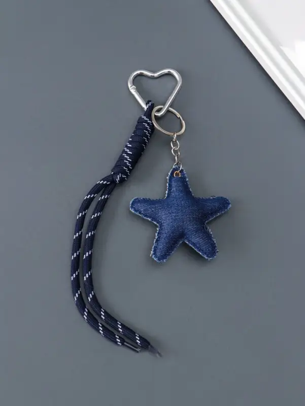 Брелок на карабине текстиль "Звезда" джинс, с узлом 21х7,7х2 см