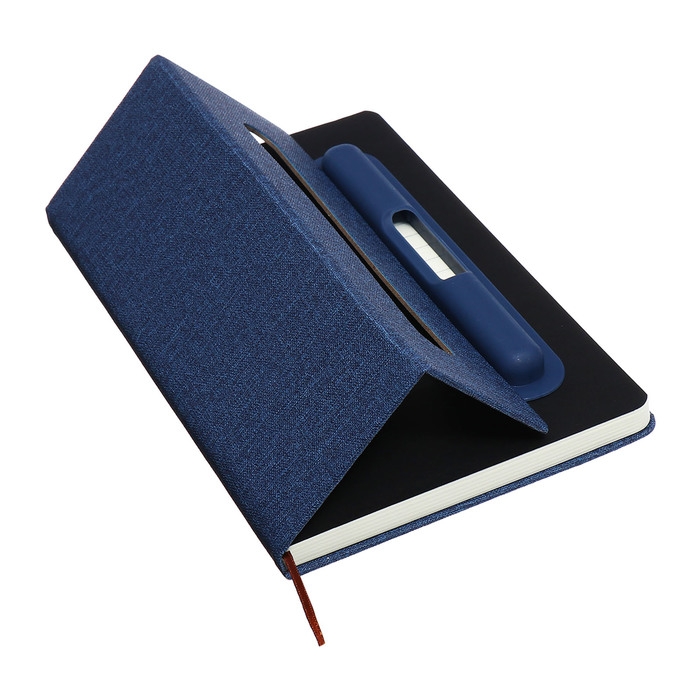 Ежедневник недатированный A5, 96л, лин, держатель для телефона/планшета/ручки, Синий Ежедневник недатированный A5, 96л, лин, держатель для телефона/планшета/ручки, Синий