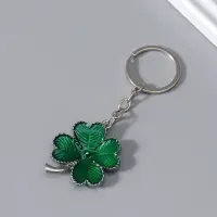 Брелок металл "Зелёный клевер" 4,2х3,7х0,5 см