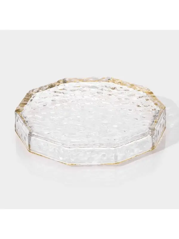 Поднос Fairyshine, 16.5&times;2.5 см, с золотой отводкой, стекло, прозрачный