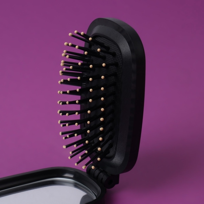 Расчёска массажная, складная, зеркалом, 9,5 × 5,5 см, цвет чёрный Расчёска массажная, складная, зеркалом, 9,5 × 5,5 см, цвет чёрный