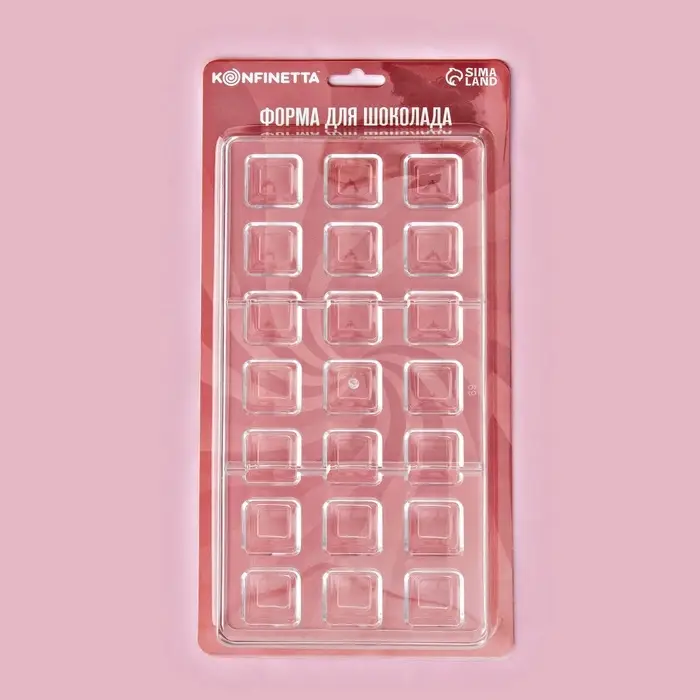 Форма для конфет и шоколада KONFINETTA &laquo;Тоффи. Квадрат&raquo;, 27.5&times;13.5&times;2.5 см, 21 ячейка 2.5&times;1.5 см, пластик, прозрачная