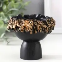 Подсвечник для тонкой свечи «Девочка в венке малая», 7.5×9×8 см, чёрный