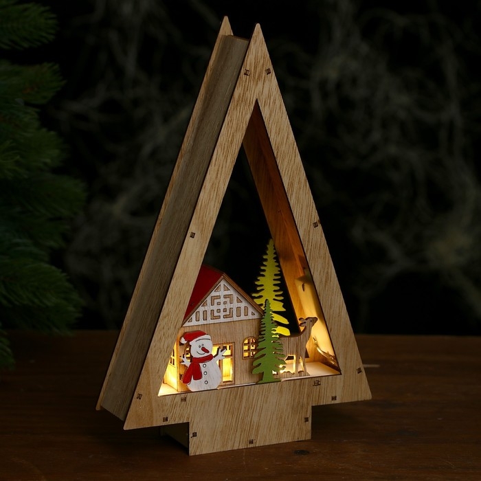 Декор с подсветкой «Домик в виде ёлки» 18 × 5 × 28 см Декор с подсветкой «Домик в виде ёлки» 18 × 5 × 28 см