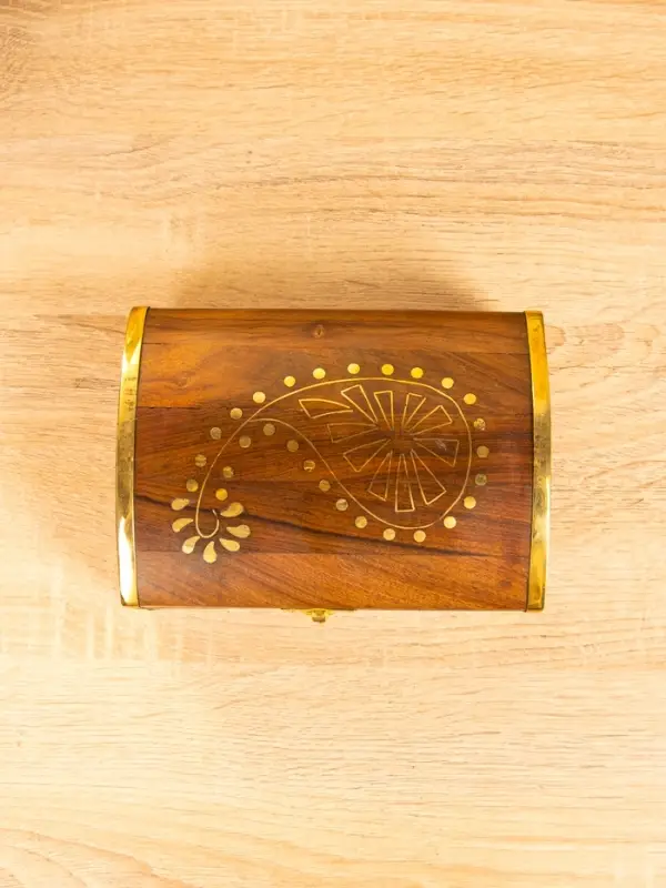 Шкатулка  Шкатулка "Глу" 18х12,8х8 см, дерево шишам, латунь