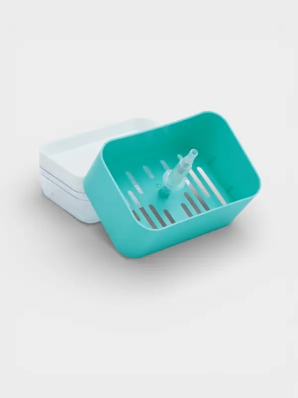 Дозатор для моющего средства с подставкой для губки Raccoon, губка в комплекте, бирюзовый