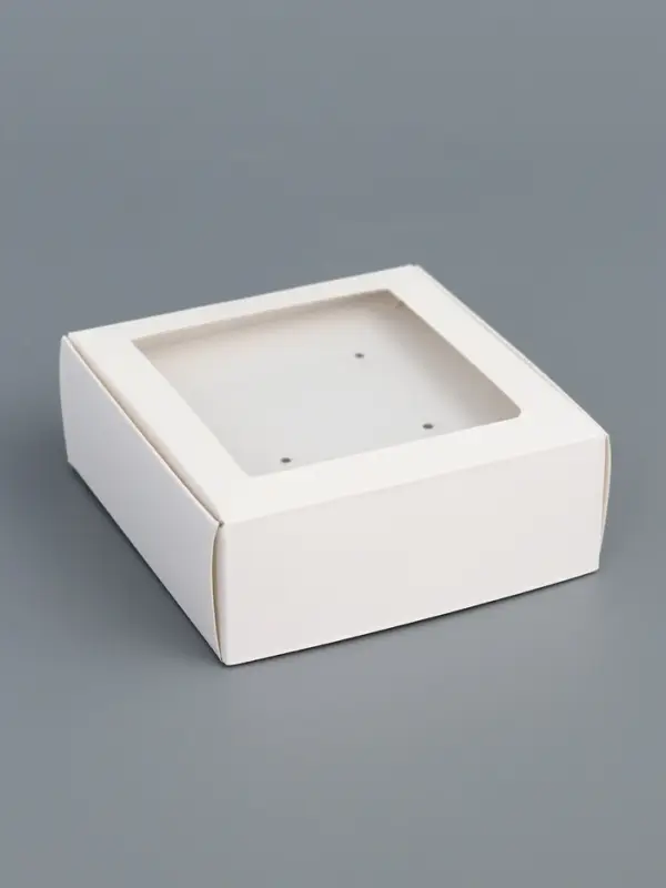 Коробка для бижутерии с PVC окном 8×8×3 см, белый Коробка для бижутерии с PVC окном 8×8×3 см, белый