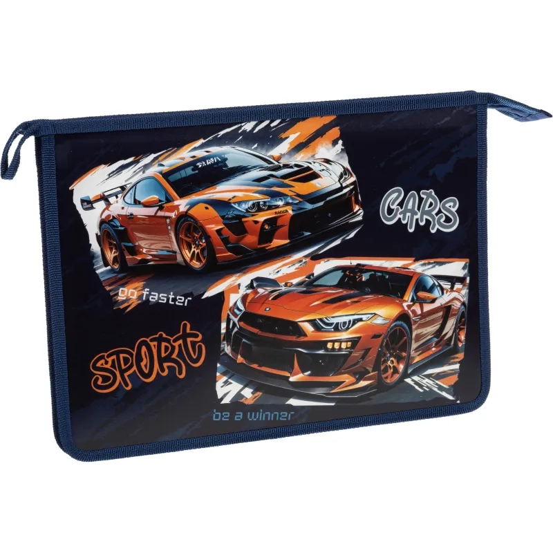 Папка для тетрадей Спорткары, А4,молн.,пласт.,88445