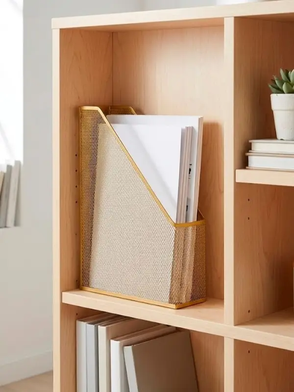 Лоток для бумаг Calligrata, вертикальный, металлическая сетка, 1 отделение, золото