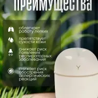 Увлажнитель воздуха Luazon HM-20, ультразвуковой, 220 мл, настольный, подсветка, белый