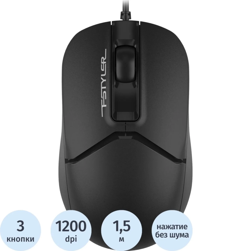 Мышь компьютерная A4Tech Fstyler (FM12S  BLACK) оптическая 1200dpi/3but