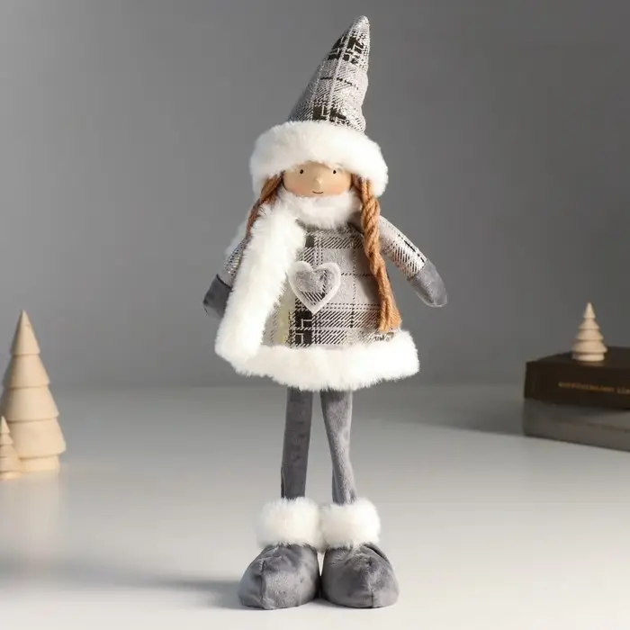 Кукла интерьерная Кукла интерьерная "Ангелочек в серебристом платье с мехом" 16х7х40 см