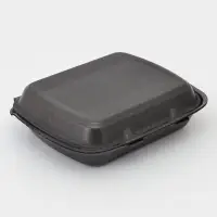 Ланч - бокс одноразовый, 24.7&times;20.6&times;3.5 см, 1 секция, полистирол, чёрный