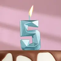 Свеча в торт на шпажке «Алмаз», цифра 5, голубая, 5 см