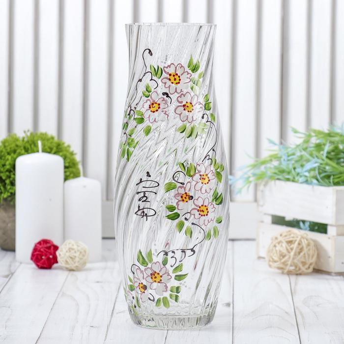 Ваза Ваза "Гранд" ромашка, риф. (ручная роспись) 26 см