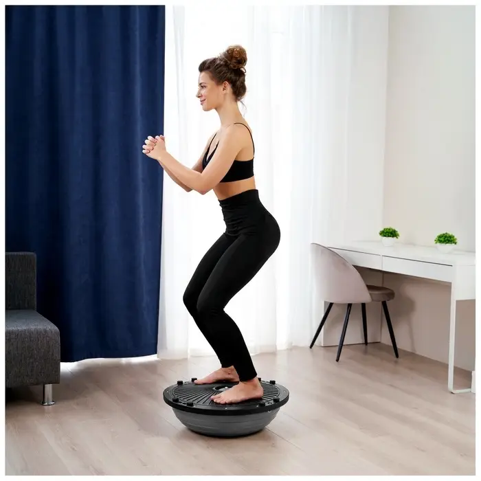 Полусфера BOSU гимнастическая ONLYTOP, с насосом, 58&times;25 см, серая