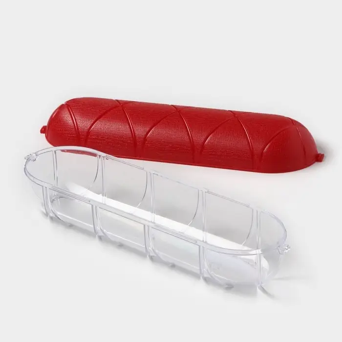 Контейнер для хранения колбасы, пластик, 25.8&times;7&times;7 см, красный