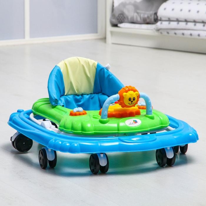 Ходунки «Львенок», 8 колес, тормоз, муз., игрушки, синий-зеленый Ходунки «Львенок», 8 колес, тормоз, муз., игрушки, синий-зеленый